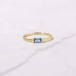 925 Silver Aquamarine Baguette Ring