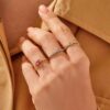 925 Sterling Silver ring with thick gold plating and aquamarine CZ