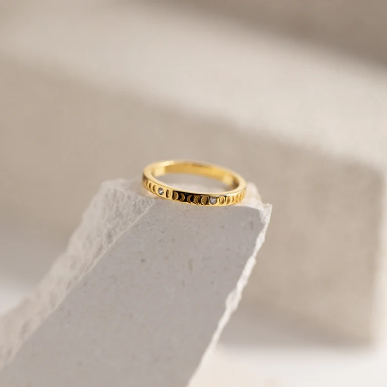 925 Silver Augustine Phases of the Moon Ring