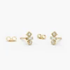 Baguette stone setting earrings in thick gold plating