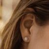 925 Silver Baguette and Round Diamond Cluster Studs - Image 2