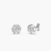 925 Silver Baguette and Round Diamond Cluster Studs - Image 3