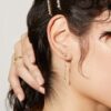 Baguette-cut cubic zirconia chain earrings in sterling silver