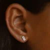 Bar earrings with baguette-cut CZ stones