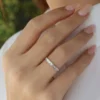 925 Silver Baguette Diamond Ring with streamlined baguette-cut stones