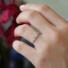Baguette diamond ring with thick gold plating and polished finish