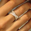 925 Silver Baguette Diamond Stacking Ring - Image 5