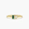 925 Silver Baguette Emerald and Diamond Ring - Image 5