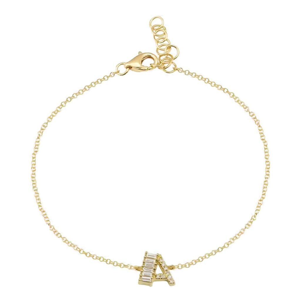 925 Silver Baguette Initial Bracelet