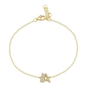 925 Silver Baguette Initial Bracelet