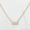 925 Silver Baguette Necklace with premium CZ diamond baguette setting