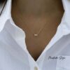 925 Silver Baguette Necklace with 16 inch plus 3 inch extension chain