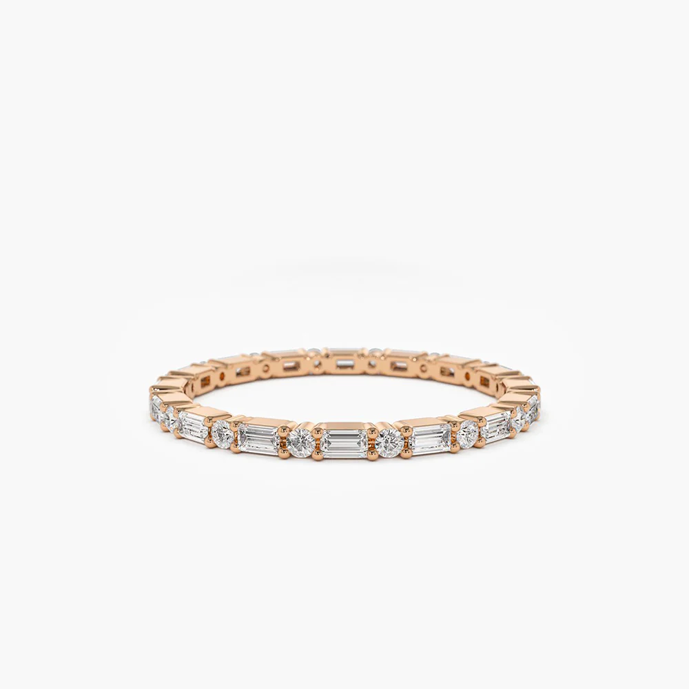 925 Silver Baguette & Round Diamond Full Eternity Ring
