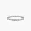 Full eternity ring with alternating baguette and round CZ stones