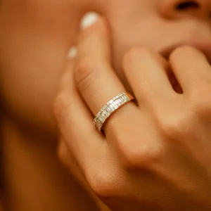925 Silver Baguette & Round Diamond Wedding Band