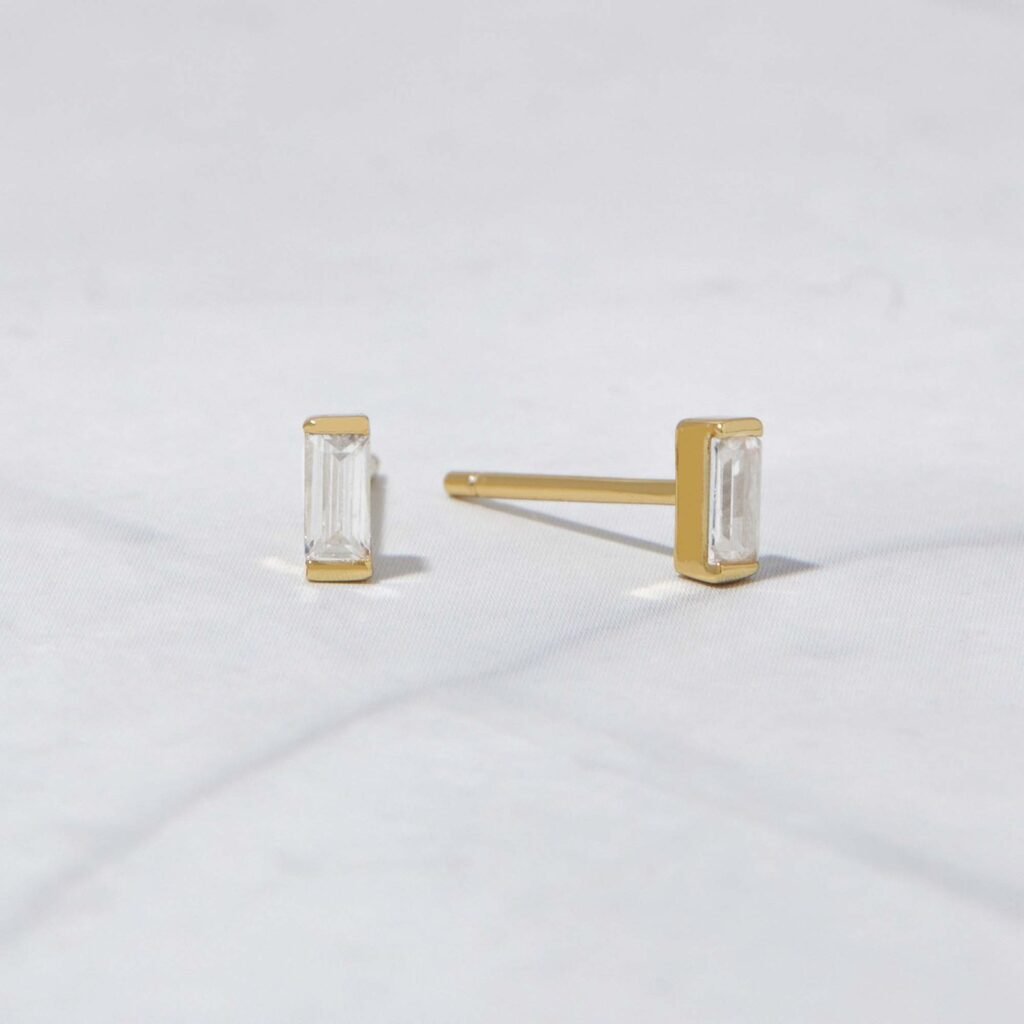 925 Silver Baguette Stud Earrings