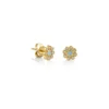 925 Silver Bezel Diamond Enamel Flower Stud