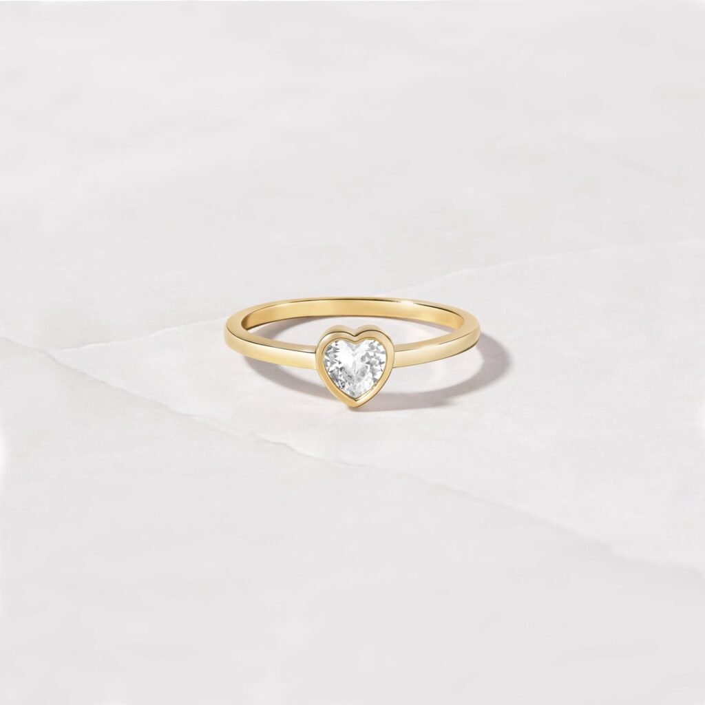 925 Silver Bezel Heart Ring