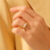 925 Silver Bezel Marquise Dome Ring in 925 sterling silver with thick gold plating
