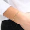 925 Silver Bezel Set Diamond Bracelet with polished gold plating