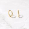 925 Silver Bezel Set Huggies Earrings