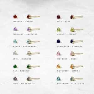 925 Silver Birthstone Stud Earrings