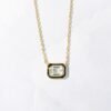 925 Silver Black Enamel Baguette Necklace
