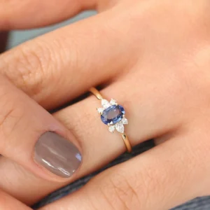 925 Silver Blue Diamond Ring