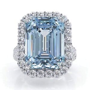 925 Silver Blue Diamond Solitaire Ring