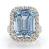 Sterling silver ring with thick gold plating and blue stone