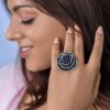 925 Silver Blue Flower Ring