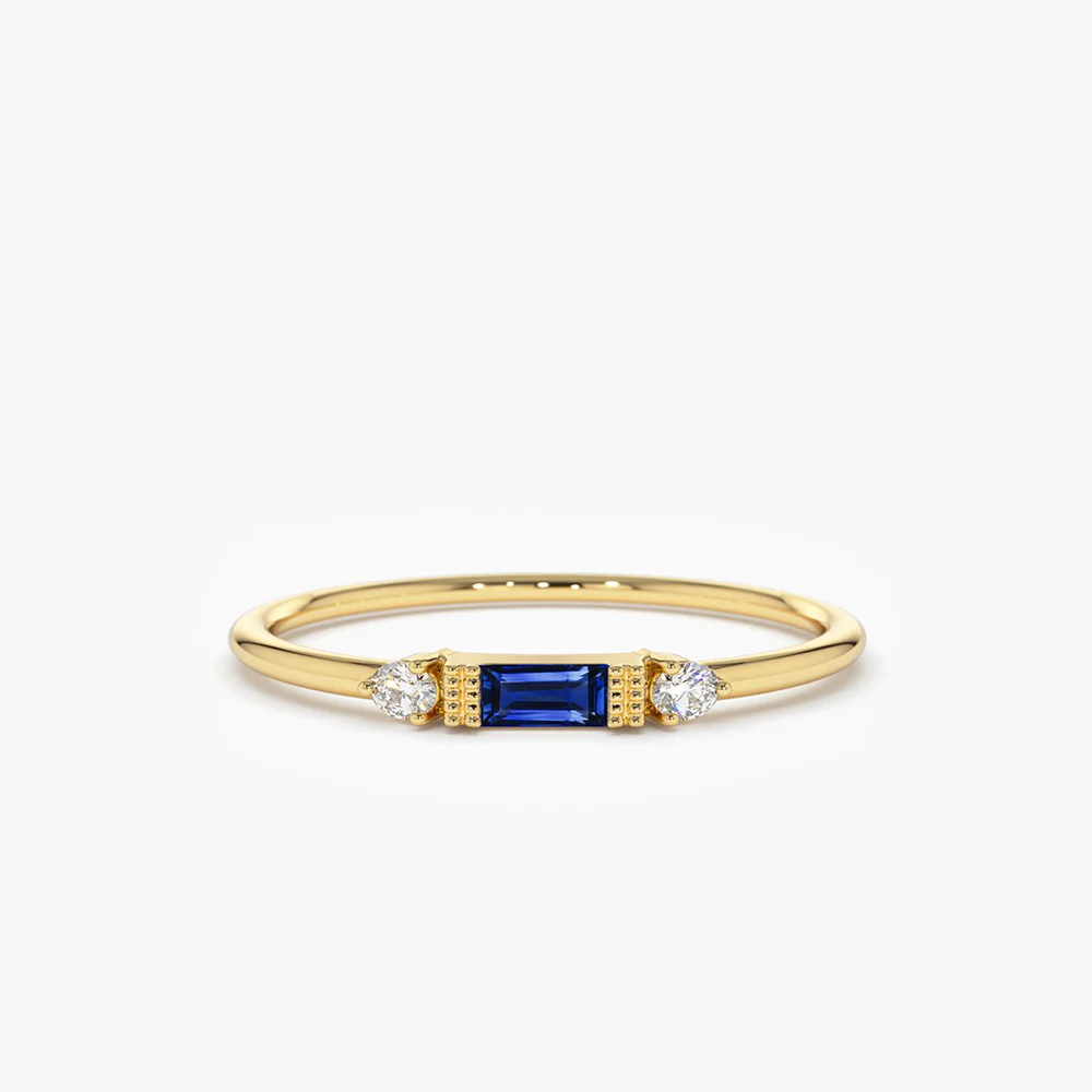 925 Silver Blue Stone Diamond Ring