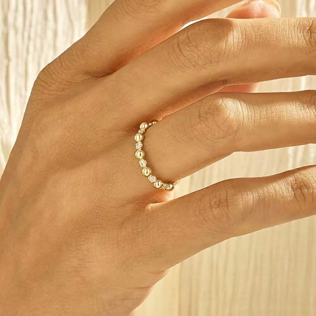 925 Silver Bold Beaded Stacking Ring