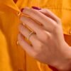 Textured beaded ring in 925 sterling silver with structured silhouette