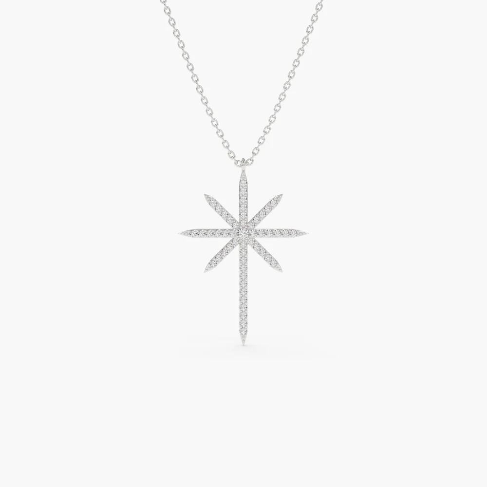 925 Silver Celestial North Star Diamond Necklace