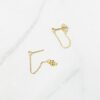 925 Silver Chain Stud Earrings with bezel-set detail