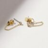 925 Silver Chain Stud Earrings with a modern chain-between-studs design