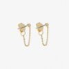 925 Silver Chain Stud Earrings with polished gold-plated sterling silver finish