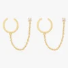 925 Silver Chained CZ Stud X Slim Cuff - Image 2
