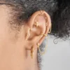925 Silver Chained CZ Stud X Slim Cuff - Image 3