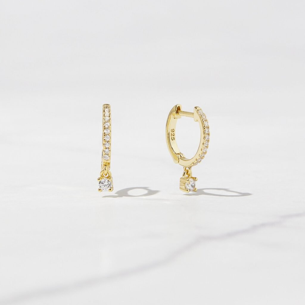 925 Silver Charm Huggies Earrings