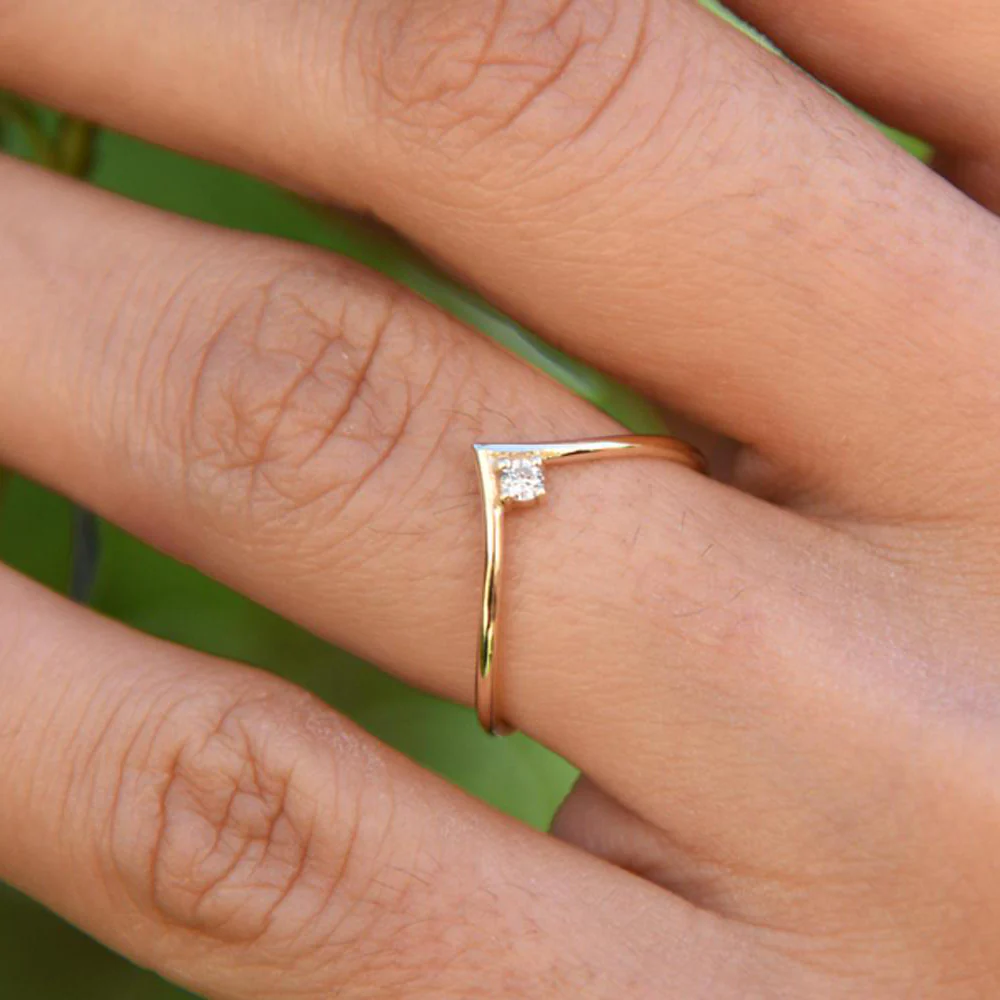 925 Silver Chevron Diamond Ring