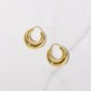 Chunky basket hoop earrings in 925 sterling silver with gold plating