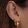 925 Silver hoop earrings with chunky tube design and volume