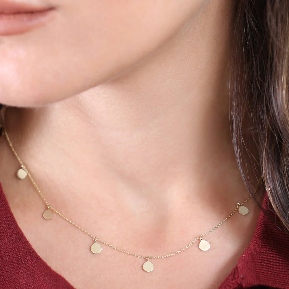 925 Silver Coin Disc Choker Necklace
