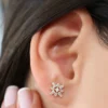 Compass star silver earrings with gold plating