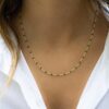 925 sterling silver necklace with cream enamel beads