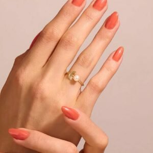 925 Silver Crescent Moon & Pearl Ring