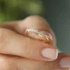 925 Silver Cross Over Diamond Stackable Ring - Image 3