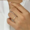 925 Silver Cross Over Diamond Stackable Ring - Image 4